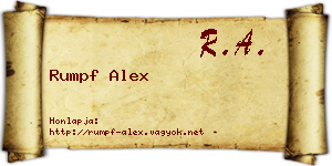 Rumpf Alex névjegykártya